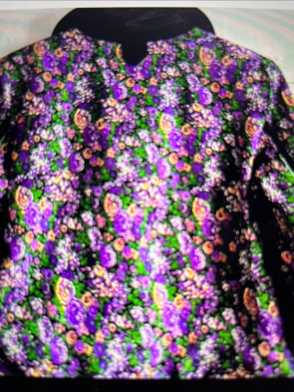 Coach Quilted Floral Bomber Jacket in Purple, Green & Black - Picture 4 of 7